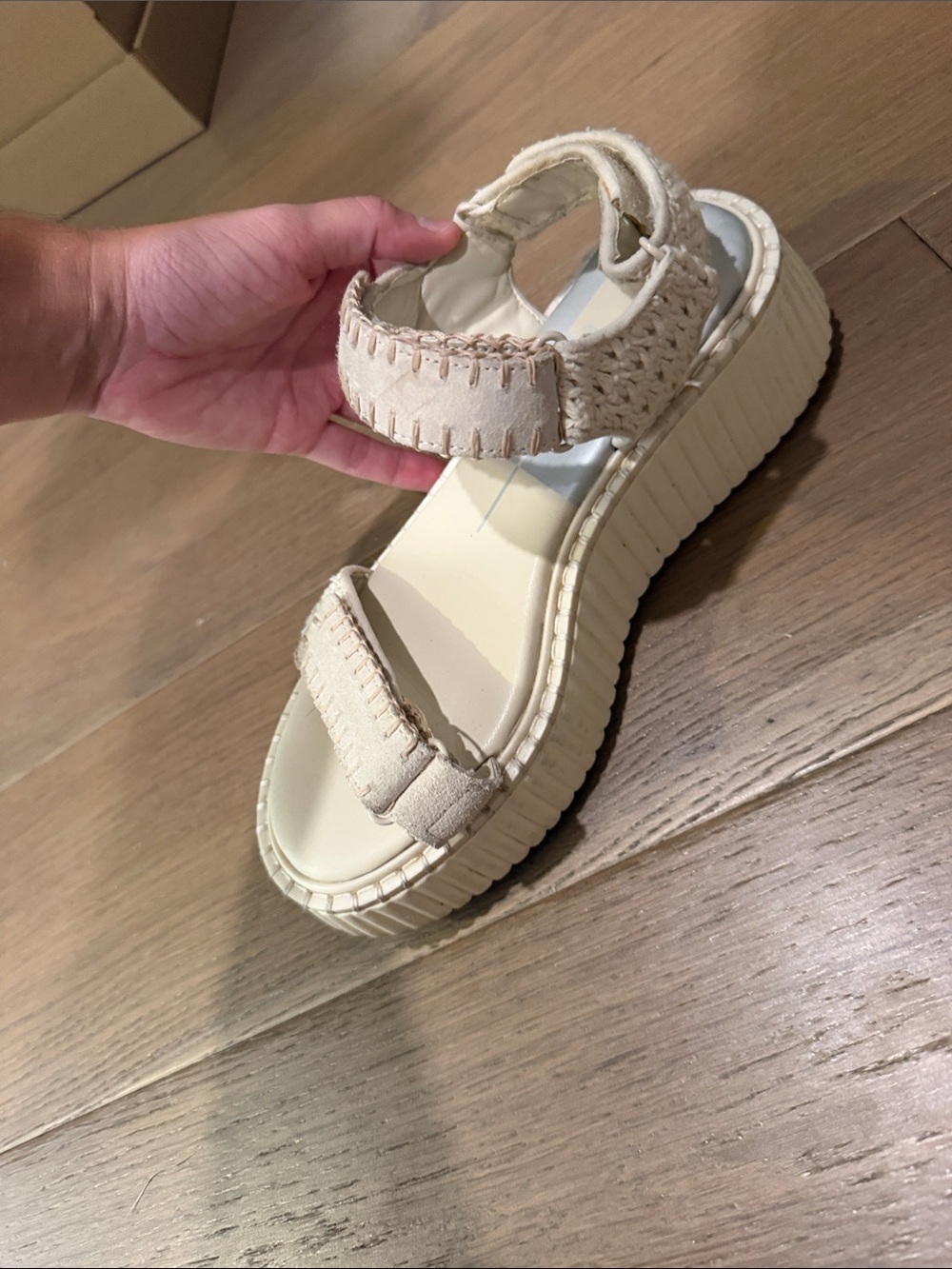 Dolce Vita Cream/Beige Platform Sandals with Woven Straps